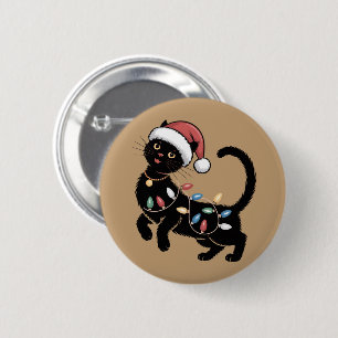 Söt svart katt älskare jul mamma present semester knapp