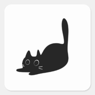 Söt svart katt anpassad fyrkantig dekal fyrkantigt klistermärke