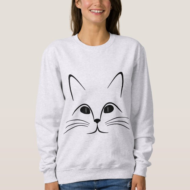 söt svart katt ansikte t shirt (Framsida)