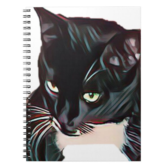 Söt svart katt anteckningsbok med spiral (Framsidan)