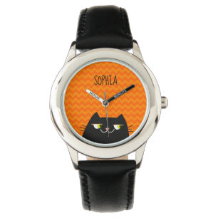 Söt svart katt armbandsur