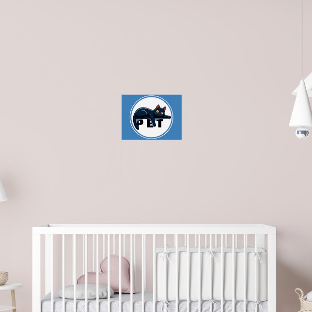 Söt svart katt blå stänk väggposter poster (Barnkammare 2)