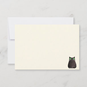 Söt svart katt Blank krämvit Anteckningskort