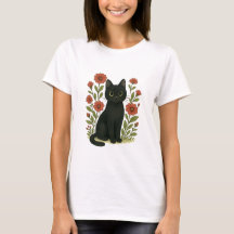 Söt svart katt & blomsterträdgård Kvinnors Tee