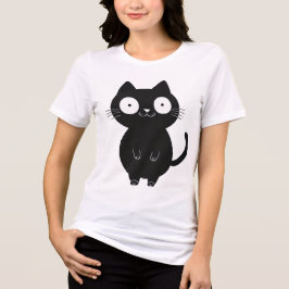 Söt Svart Katt Cute Enkel Tecknad Kattdesign T Shirt