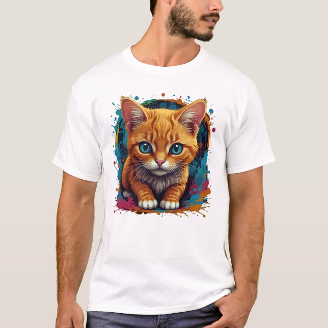 Söt svart katt estetisk design t-shirt (Framsida)