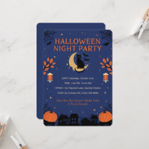 Söt svart katt Halloween-festinvitation