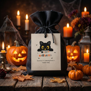 Söt Svart Katt Halloween Gåvor Etiketter