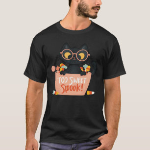 Söt svart katt Halloween-godis för sött spöke � P T Shirt