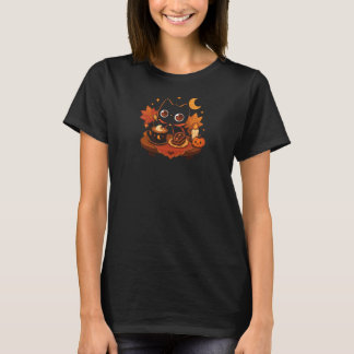 Söt Svart Katt Halloween Kaffe – Mysig Kuslig Natt T Shirt