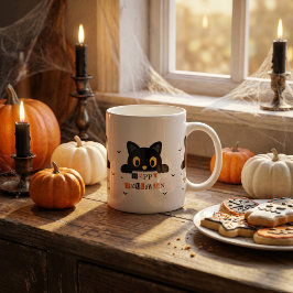 Söt svart katt Halloween Kaffemugg