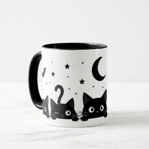 Söt svart katt Halloween-mugg Mugg