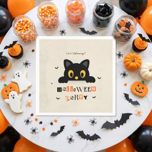 Söt Svart Katt Halloween Pappersservett
