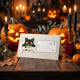 Söt Svart Katt Halloween Placeringskort
