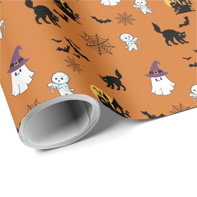 Söt svart katt Halloween   Presentpapper (Rullad Hörn)