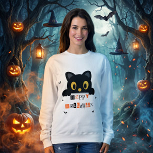 Söt svart katt Halloween T Shirt