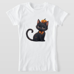 Söt svart katt Halloween 🎃 T Shirt
