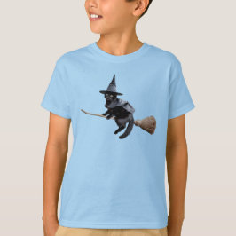 Söt Svart Katt Häxa Barn T Shirt