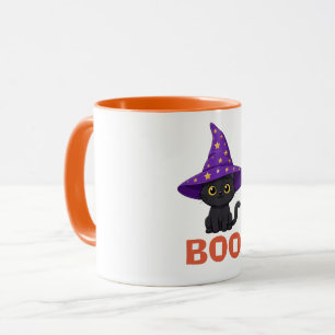Söt Svart Katt Häxa Halloween Mugg