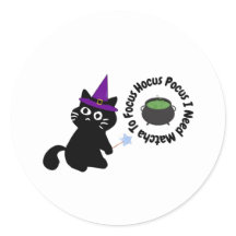 Söt Svart Katt Häxa Matcha Klistermärke
