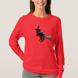 Söt Svart Katt Häxa T Shirt