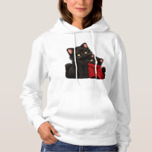 Söt svart katt hoodie - Mysig svart katt med glasö
