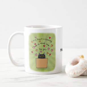 Söt svart katt i låda Kattälskare anpassat namn Kaffemugg