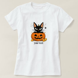 Söt svart katt i pumpa Halloween T Shirt