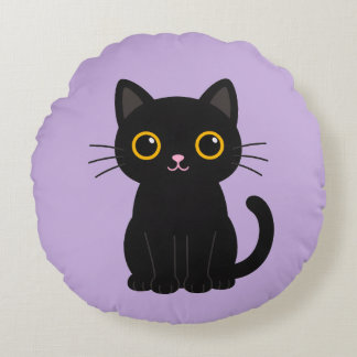 Söt svart katt illustration kudde & väggkonst desi