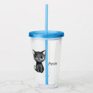 Söt svart katt jamar take away mugg