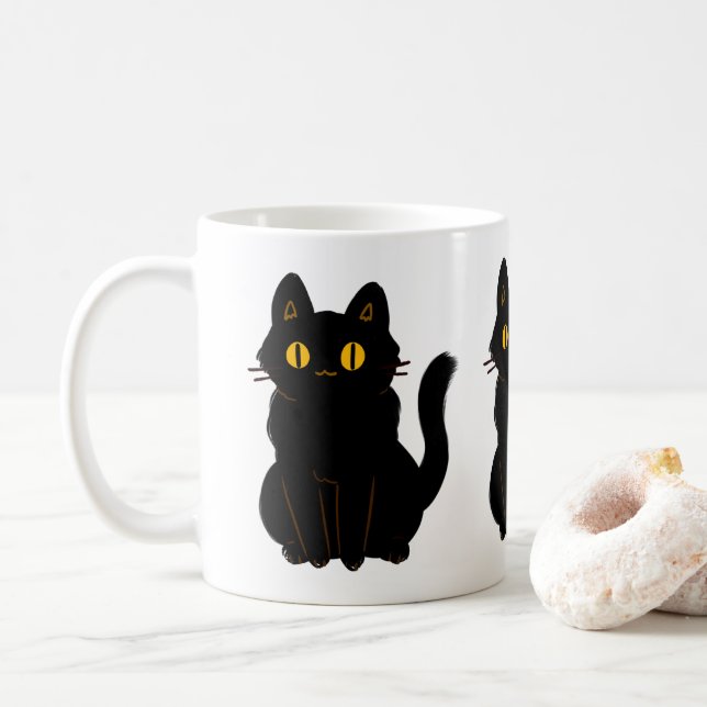Söt svart katt kaffemugg (Med munk)