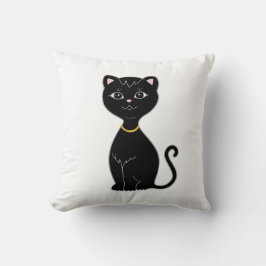Söt svart katt kudde