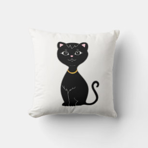 Söt svart katt kudde