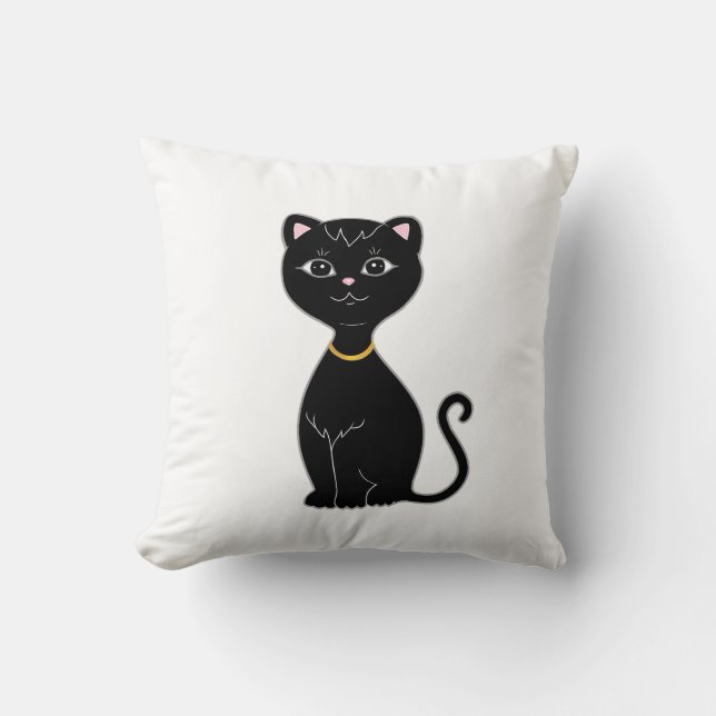 Söt svart katt kudde (Framsida)