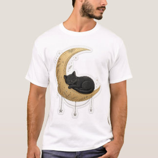 Söt svart katt mån t-shirt