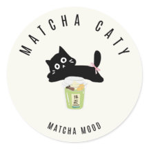 Söt svart katt Matcha-dekal | Matcha Caty |