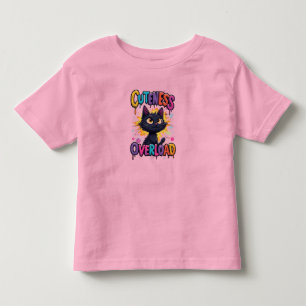 Söt svart katt med stora gula ögon t shirt