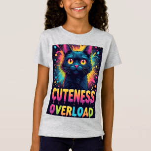 Söt svart katt med stora gula ögon t shirt