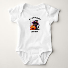 Söt svart katt Min första Halloween-pumpa T Shirt