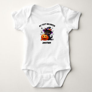 Söt svart katt Min första Halloween-pumpa T Shirt