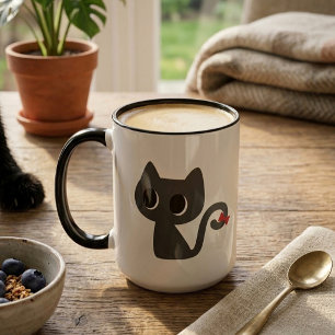 Söt svart katt mugg