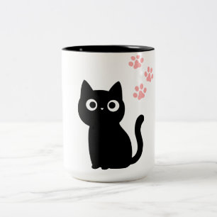 Söt svart katt-mugg Minimalistisk kattälskare ka Två-Tonad Mugg