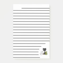 Söt svart katt och blomma – Personlig Post-it Block