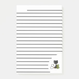 Söt svart katt och blomma – Personlig Post-it Block
