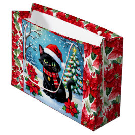 Söt svart katt och julstjärna jul