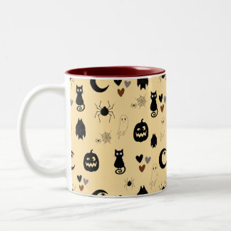 Söt svart katt och pumpa Halloween-mönster mugg