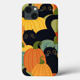 Söt svart katt och pumpa Halloween-sömlös 