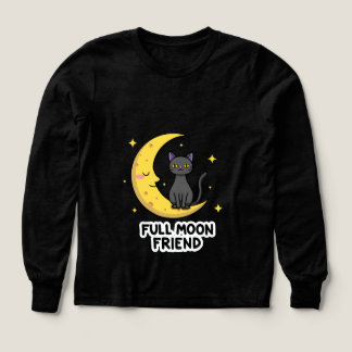 Söt svart katt på månen - Fullmåne vän T Shirt