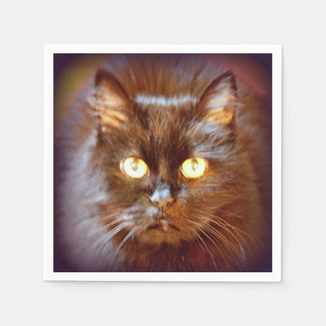 söt svart katt pappersservett (Framsidan)