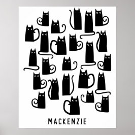 Söt svart katt personlig poster